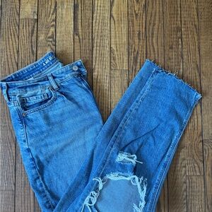 American Eagle Outfitters Women's Blue Distressed Jeans